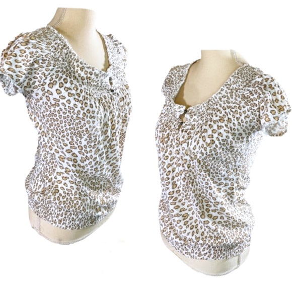 Lucky Brand Tops - Lucky Brand Leopard Print Peasant Top